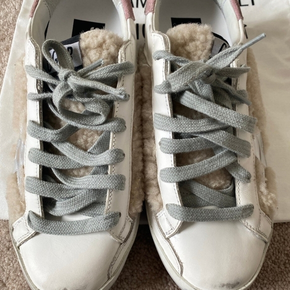 SOLD! RARE Golden Goose Sneakers Size 38 Pink and White Shearling - Picture 7 of 10